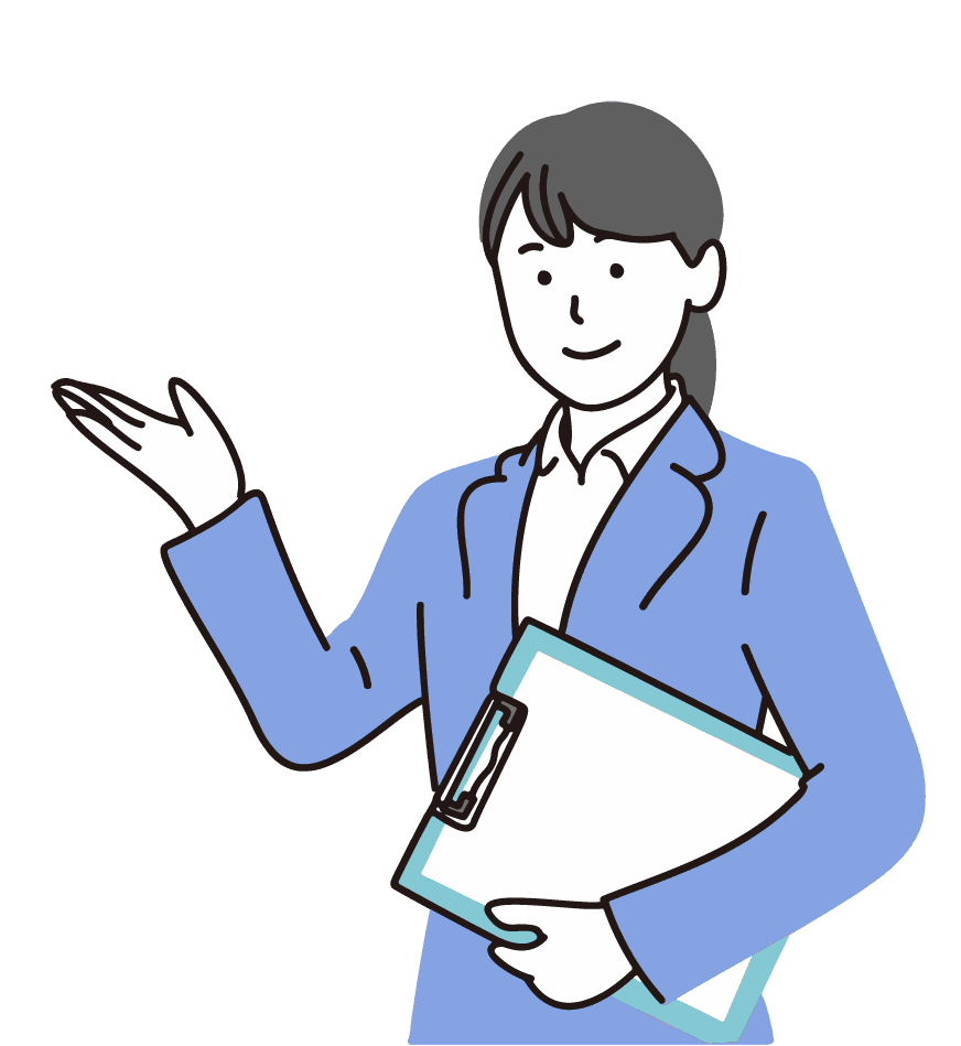 無料相談を案内する女性スタッフのイラスト