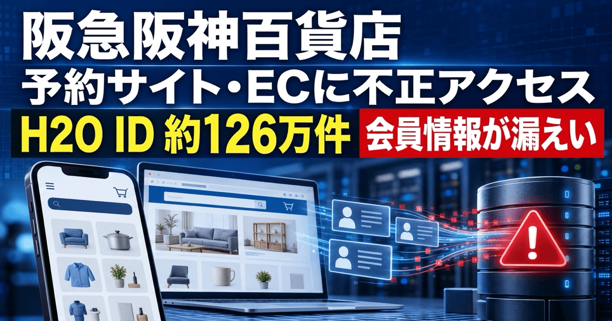 阪急阪神百貨店の予約サイト等に不正アクセス｜H2O ID会員情報約126万件が漏えい