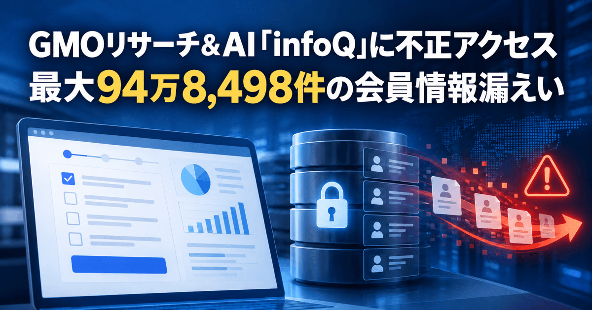 GMOリサーチ&AIの「infoQ」に不正アクセス｜最大94万8,498件の会員情報漏えい