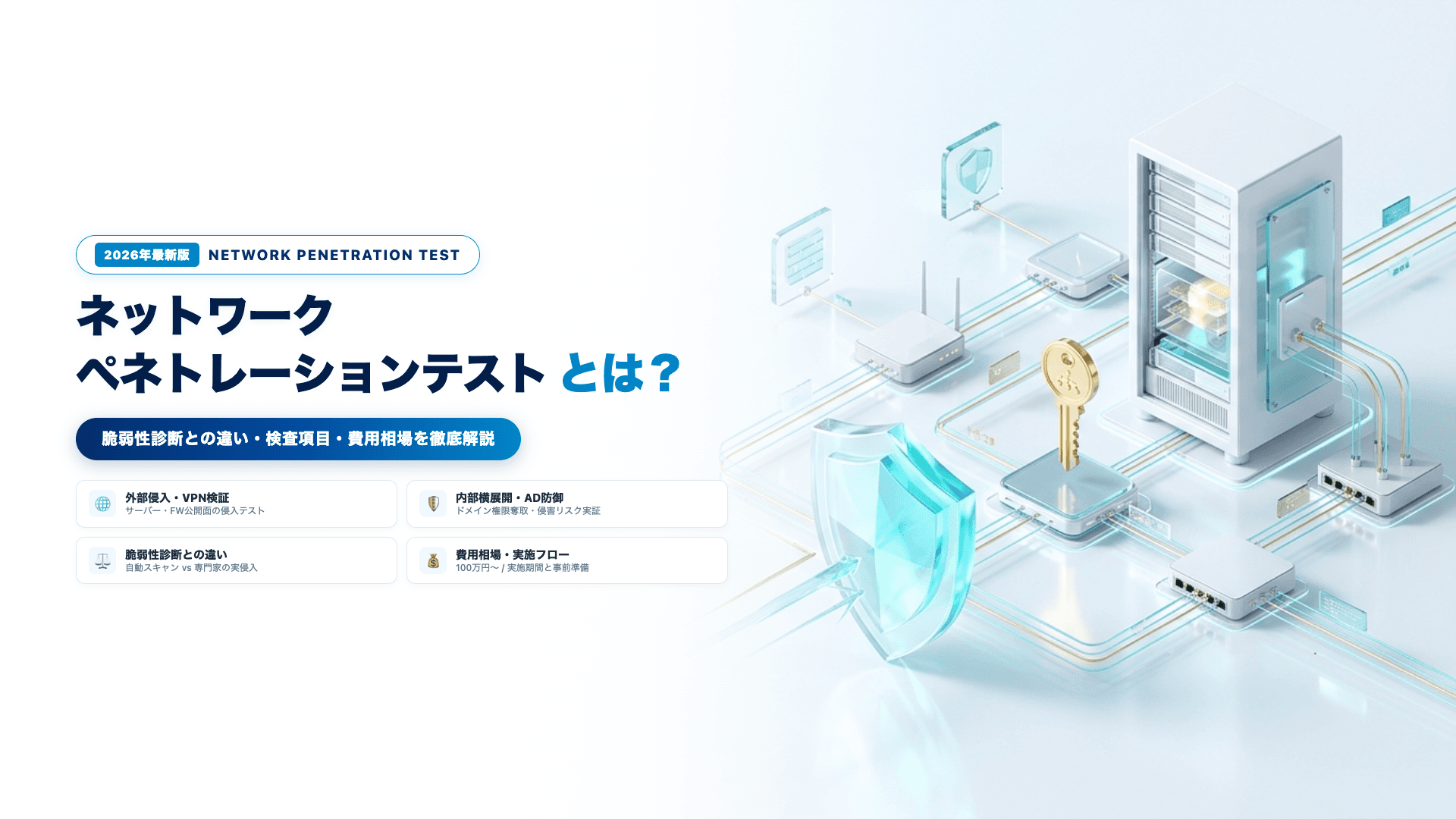 【2026年最新】ネットワークペネトレーションテストとは?脆弱性診断との違い・検査項目・費用相場と実施手順を徹底解説